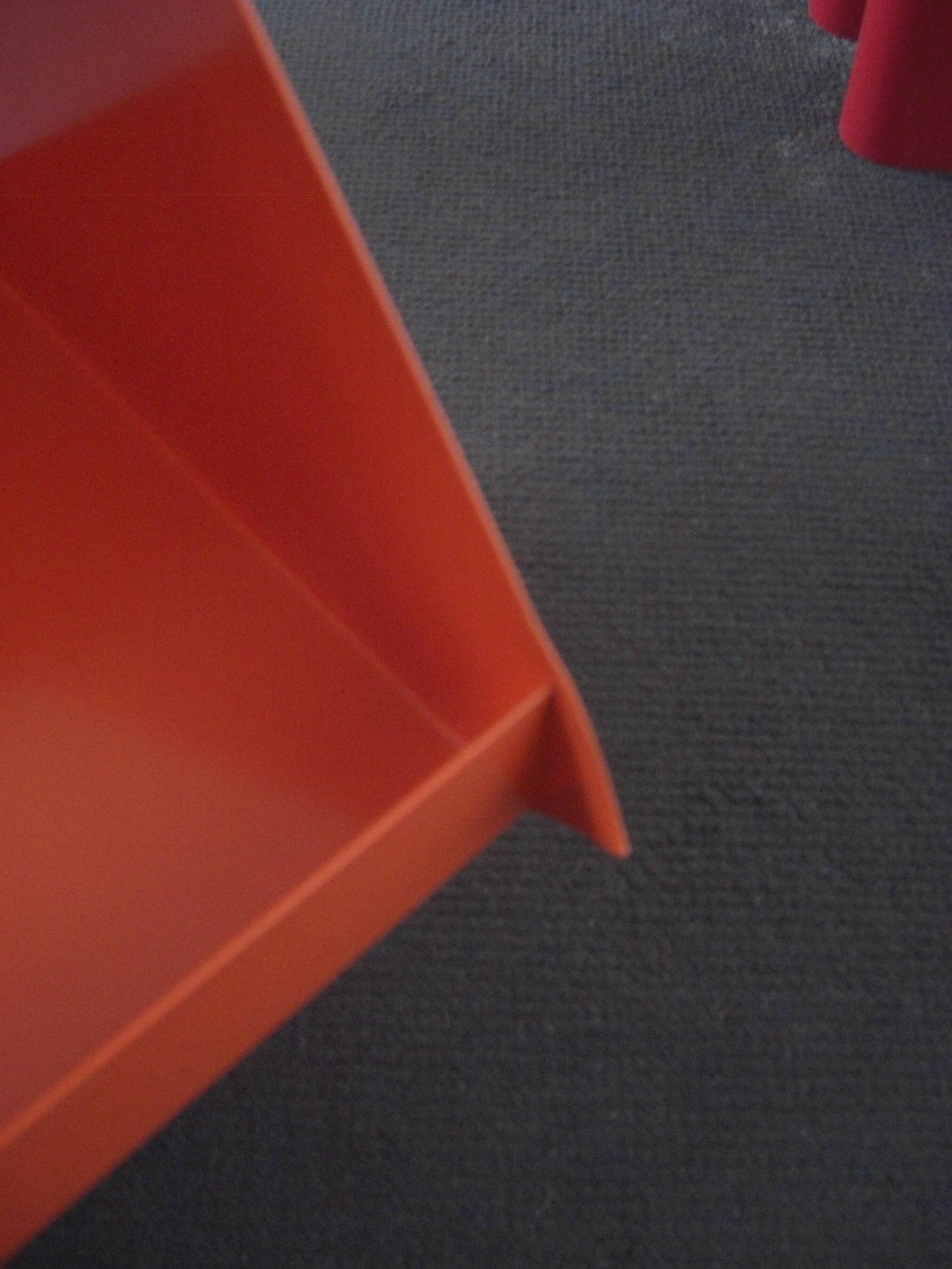 Side table, contemporary bedside table in orange metal