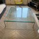 Table basse design Italien verre épais et acier brossé