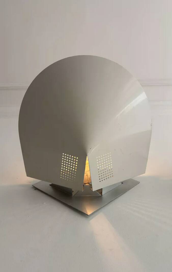 Pair of vintage wall lights, white lacquered metal, France 1970