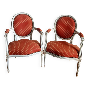 Pair of Louis XVI medallion cabriolet armchairs