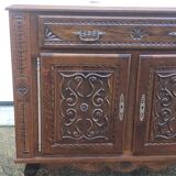 Antique solid wood sideboard with drawers and two doors