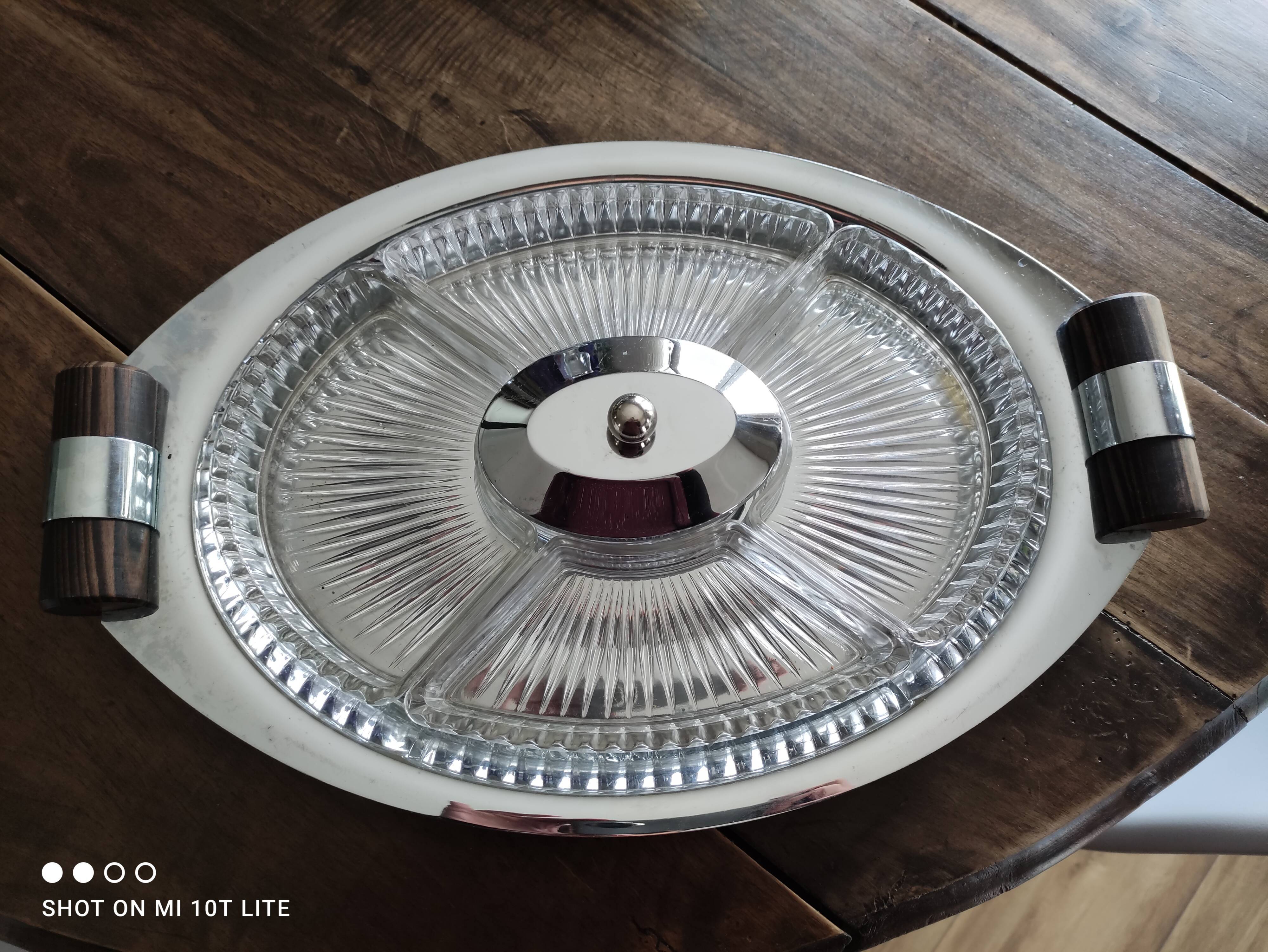 Vintage compartmentalized aperitif tray Art Deco style