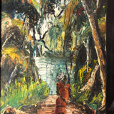 Peinture africaine ancienne et son cadre en metal