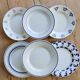 6 mismatched vintage dessert plates in white and blue porcelain – Lo