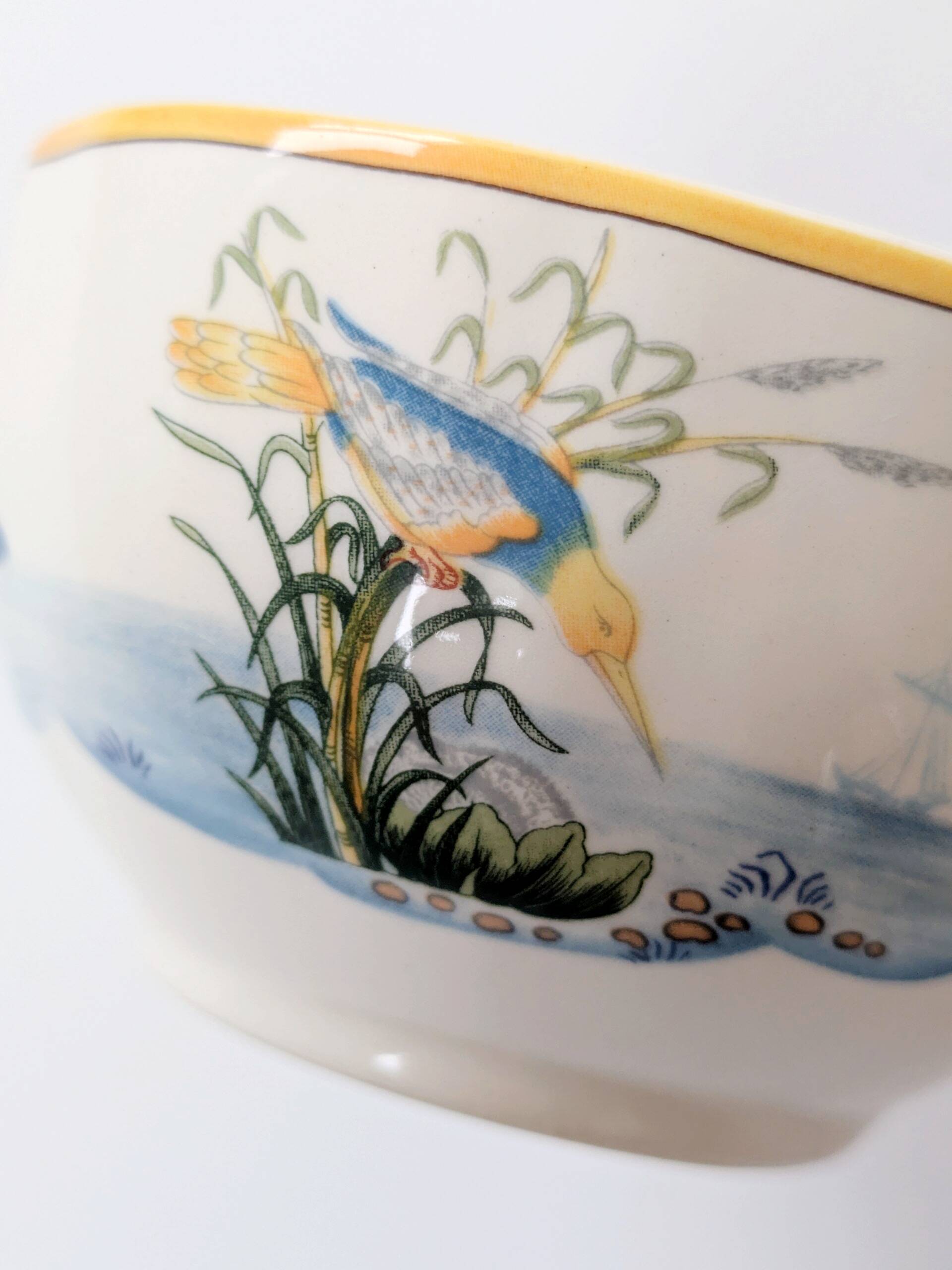 Set of 2 Gien Magellan "Caribbean" cups and saucers, vintage earthenware