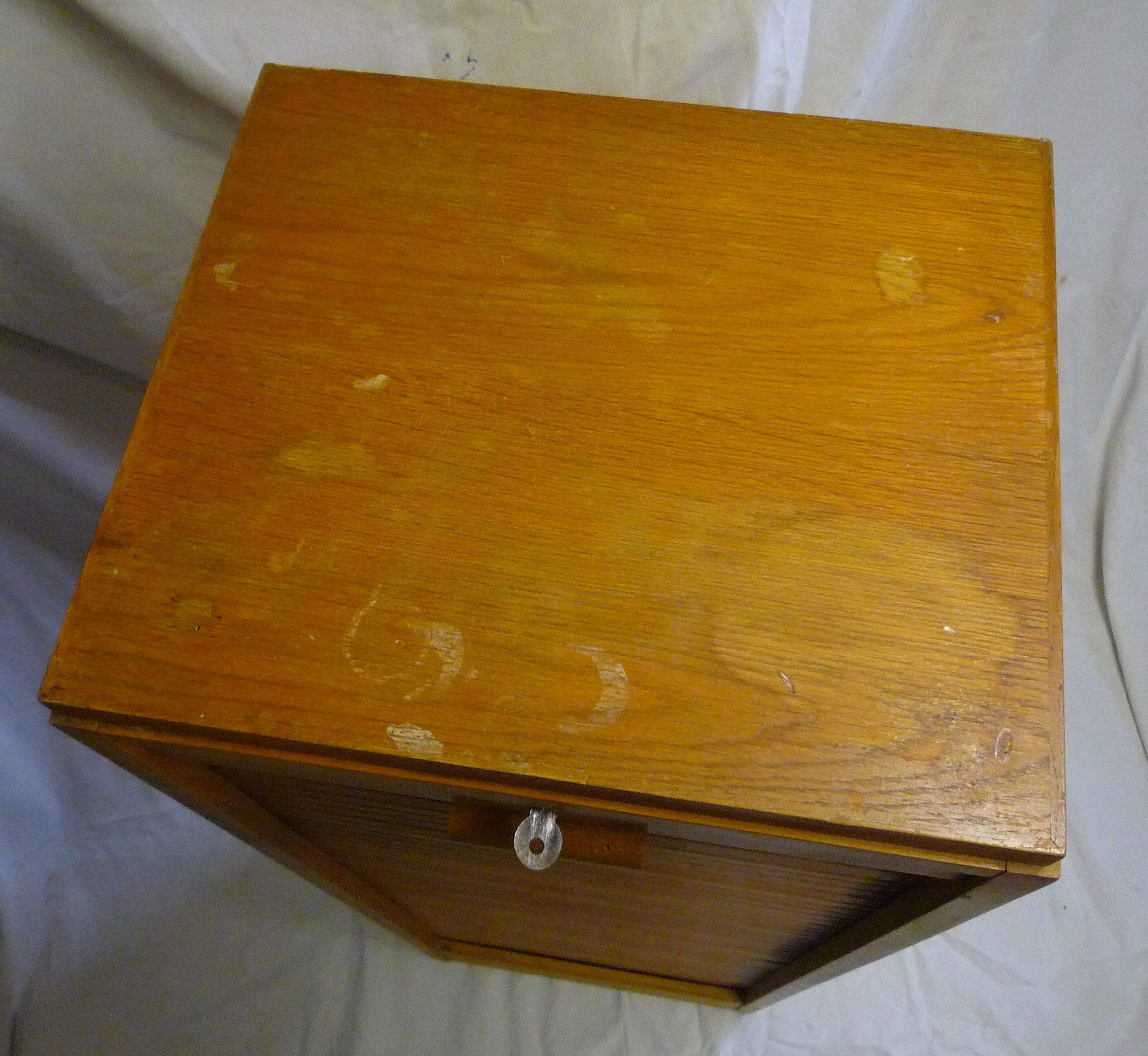 Vintage sliding curtain binder cabinet 60s