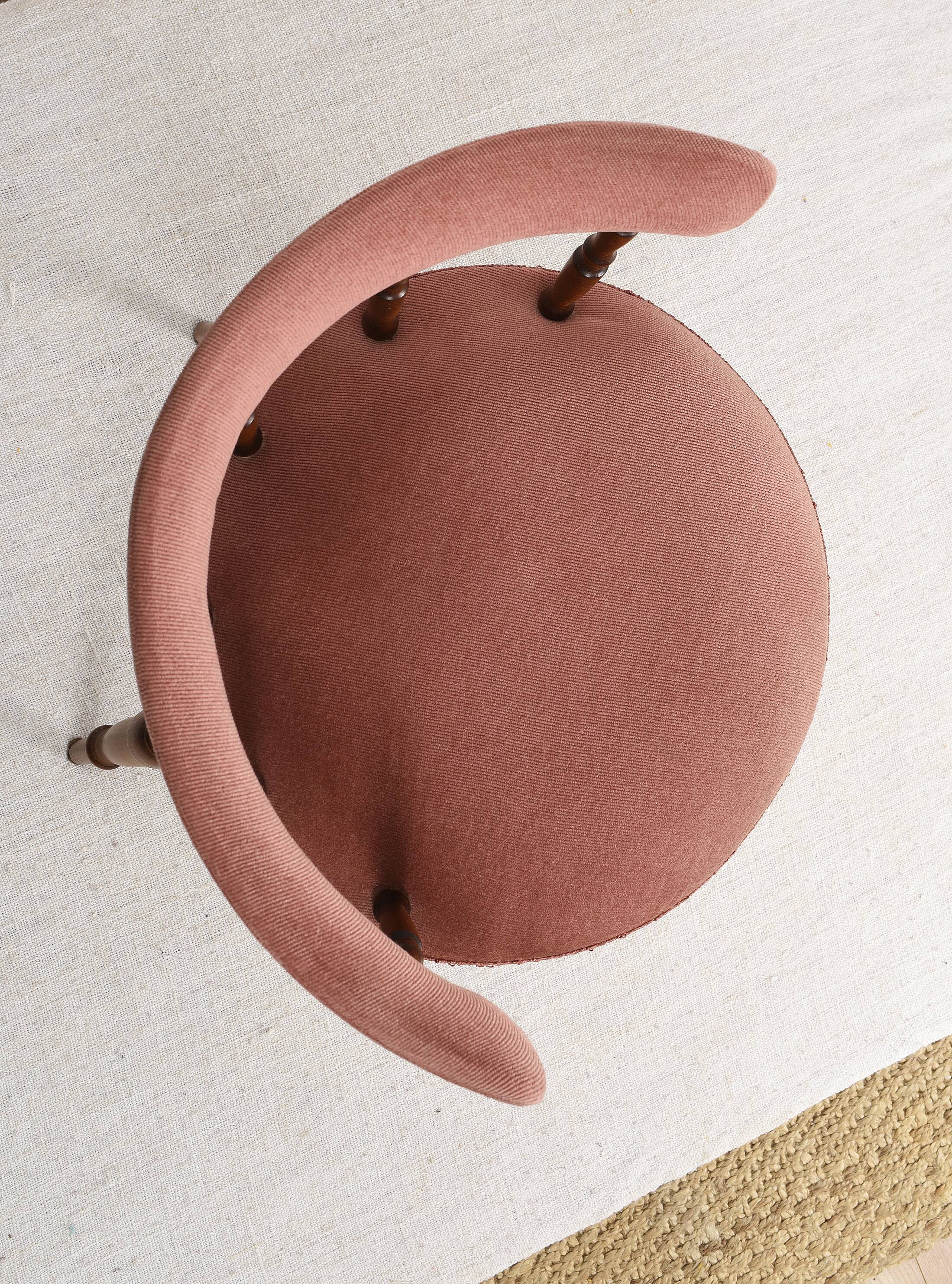 Old velvet armchair, toad style, from the 1950s