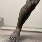 Faun with a Wineskin, Large Bronze Patina Excavated, Object from the Grand Tour, 19th Century