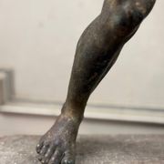 Faun with a Wineskin, Large Bronze Patina Excavated, Object from the Grand Tour, 19th Century