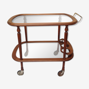 Scandinavian rolling service wood glass and brass