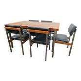 Chaises et table Pali par Louis van Teeffelen pour Wébé, années 1960, ensemble de 6.
