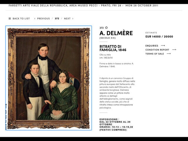 Ancient painting , portrait of a man signed A Delmére and dated 1845