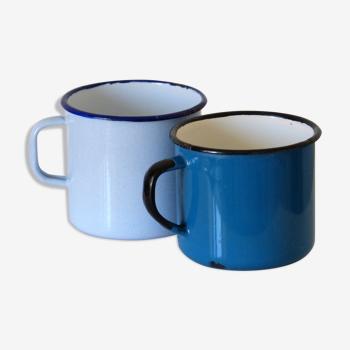 Set e 2 mugs vintage en tôle 60's