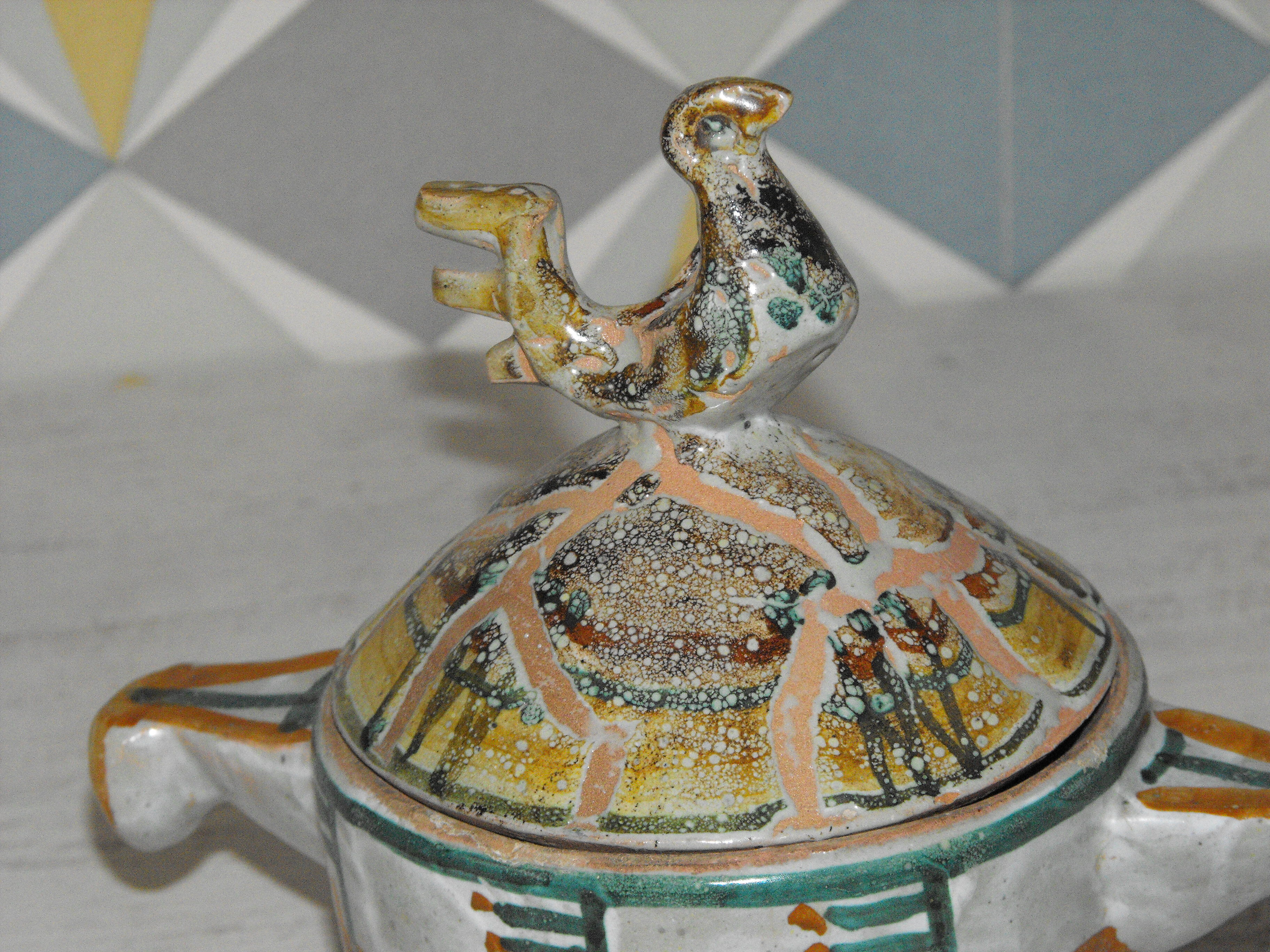 Ceramic pot with lid Joel Baudoin 50s Vallauris .