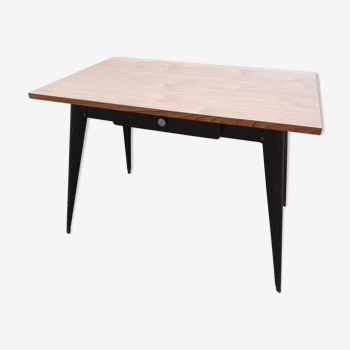 Table Tolix pied compas avec tiroir