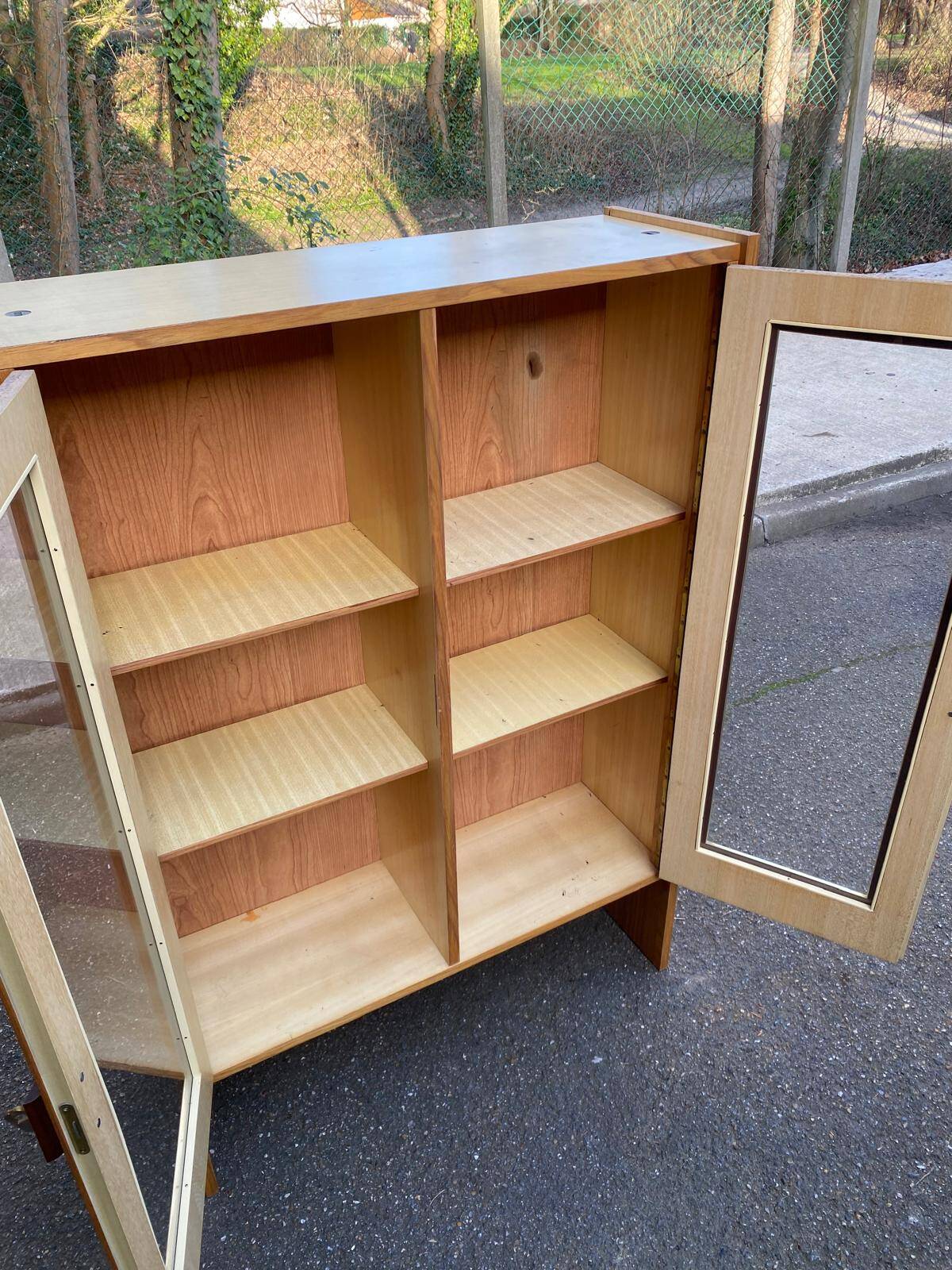 Scandinavian display cabinet, 2 sections, in oak, 1970.