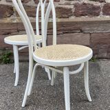 2 shabby chic bistro chairs in vintage curved wood