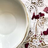 Salad bowl with gilding, vintage Sologne Lamotte porcelain