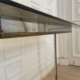 Pair of chrome metal consoles and smoked glass, Italy, 1970s