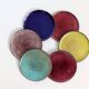 Set of 6 Vintage MCM Multicoloured Enamel on Copper Coasters from the 60s
