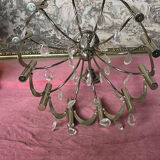 Lustre métal chome et pampilles 12 feux 1970