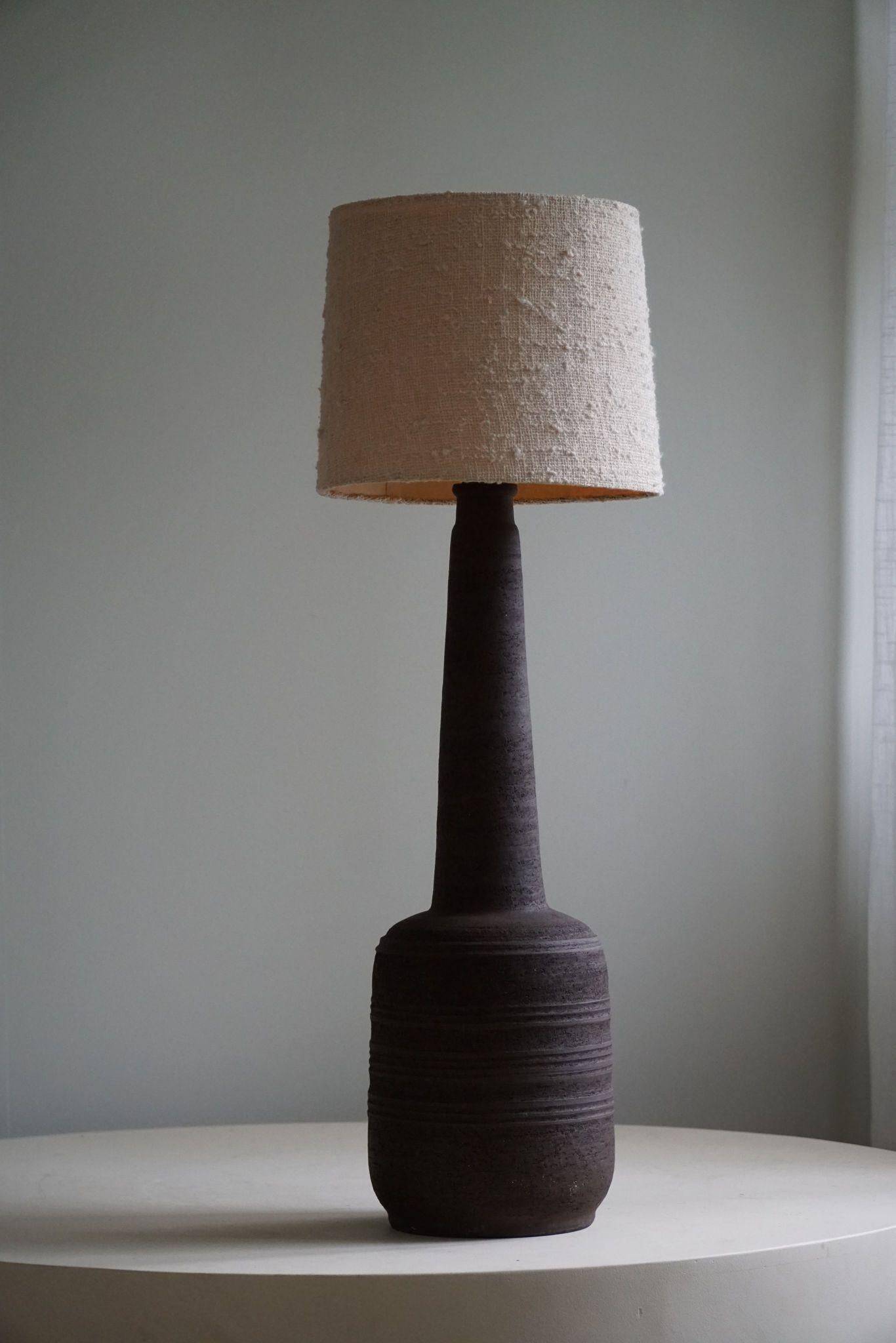 Tall decorative floor lamp in organic ceramic, mid-century Danish, 1970s.