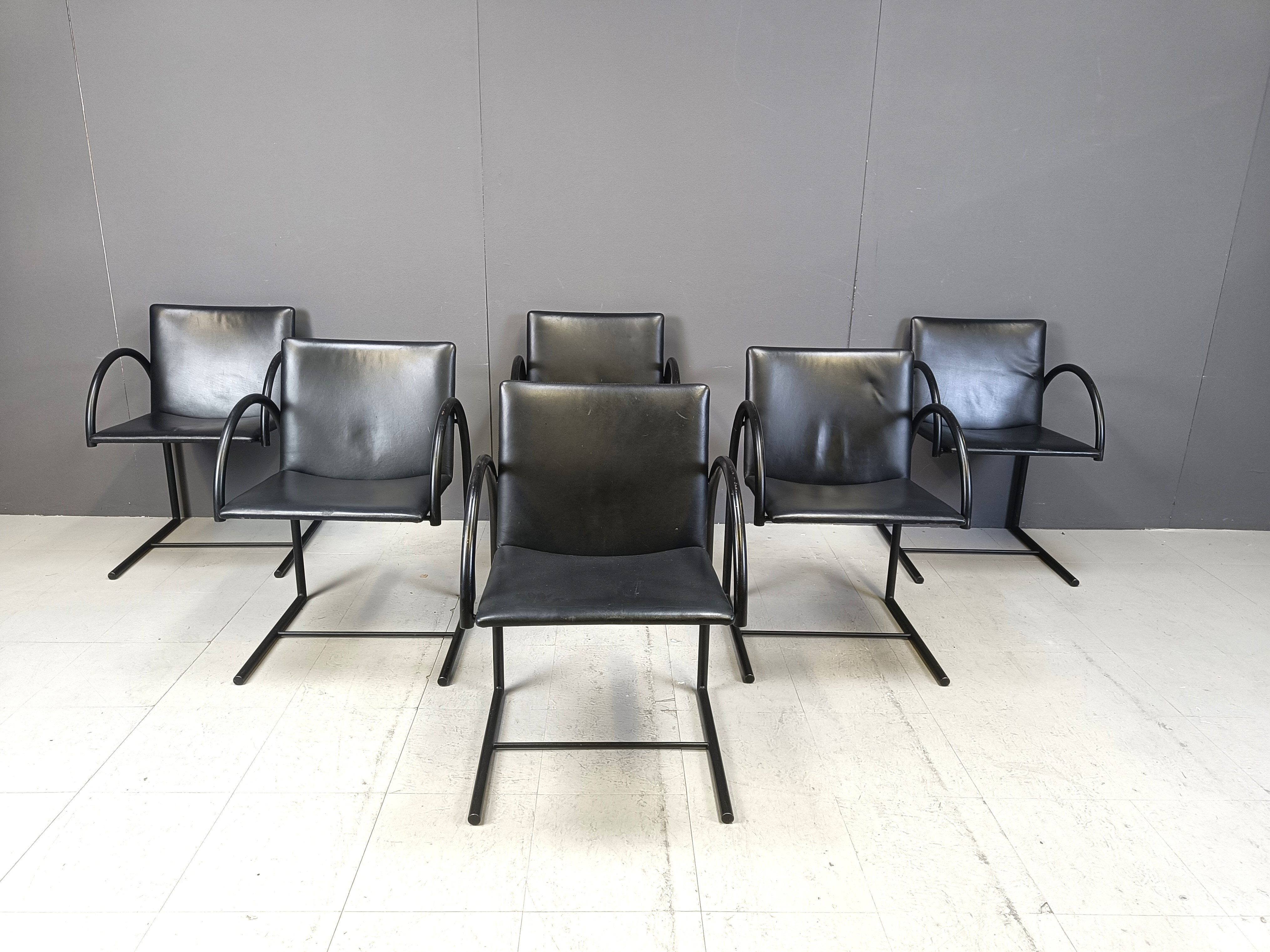 Vintage circle chairs by Metaform, 1980s, set of 6