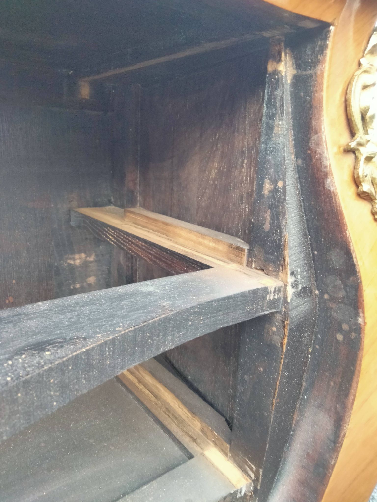 Commode ancien Louis XV marqueterie plateau marbre