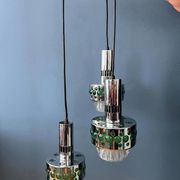 Vintage space age massive green waterfall pendant light