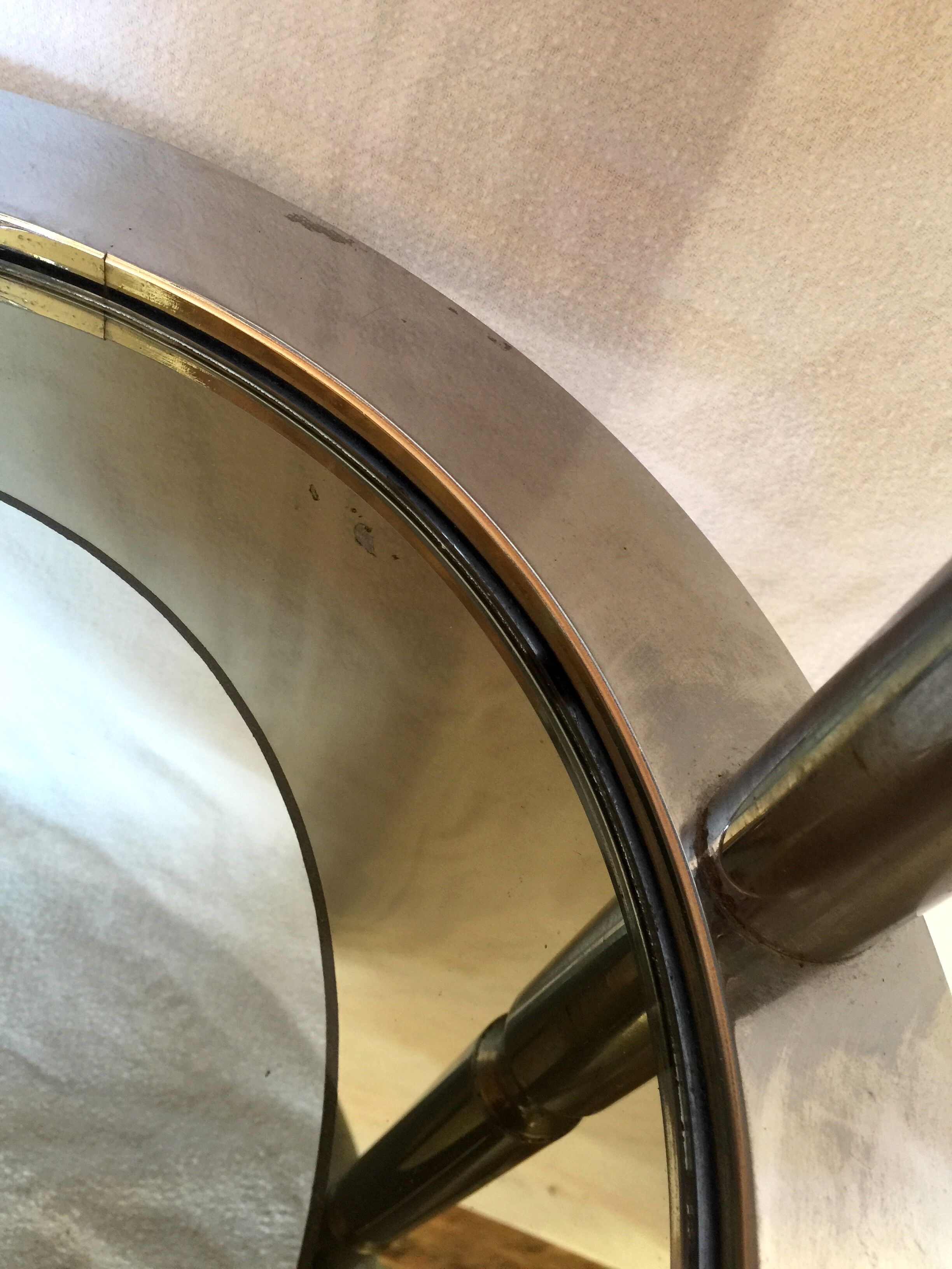 Round chrome and glass vintage eglomisé harness