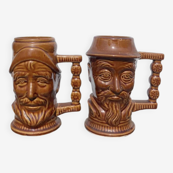 Pair of Sicilian craft vases and cups