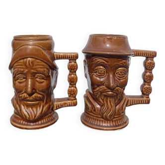 Pair of Sicilian craft vases and cups