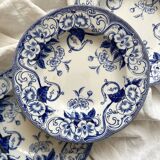 Three Flora ironstone soup plates, Creil and Montereau, late 19th century