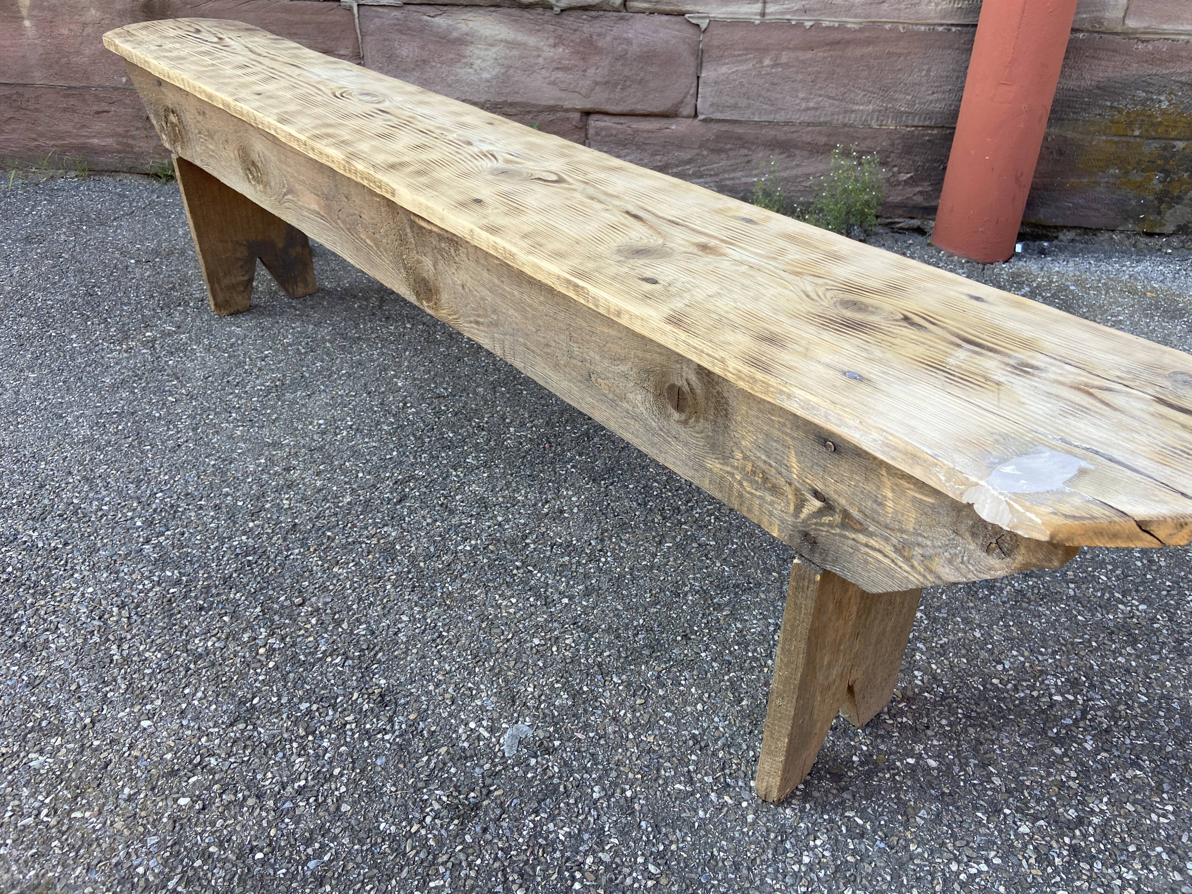 Rustic bench natural wood