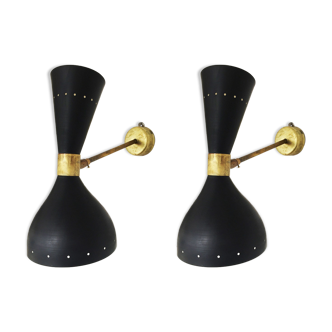 Pair of Italian designer wall lights from the 1950s