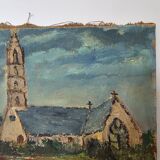 Painting - Oil on canvas Breton Village Signed Louis Hayaux (1897 - 1982)