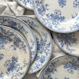 8 flat ironstone plates “Fleurette” Gien