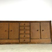 Vintage rattan and travertine sideboard, 1960s