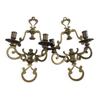 Paire d'appliques murales vintage en laiton