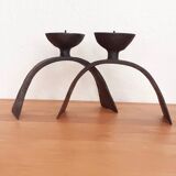Duo of vintage brutalist candlesticks