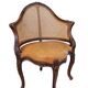Louis xv office armchair, carved, cane, leather trimmed