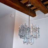 J.T Kalmar 'Glaçon' chandelier, Frosted Glass, 2 Levels, Austria, 1970