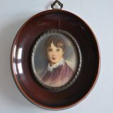 Miniature portrait of a young boy, framed and under glass