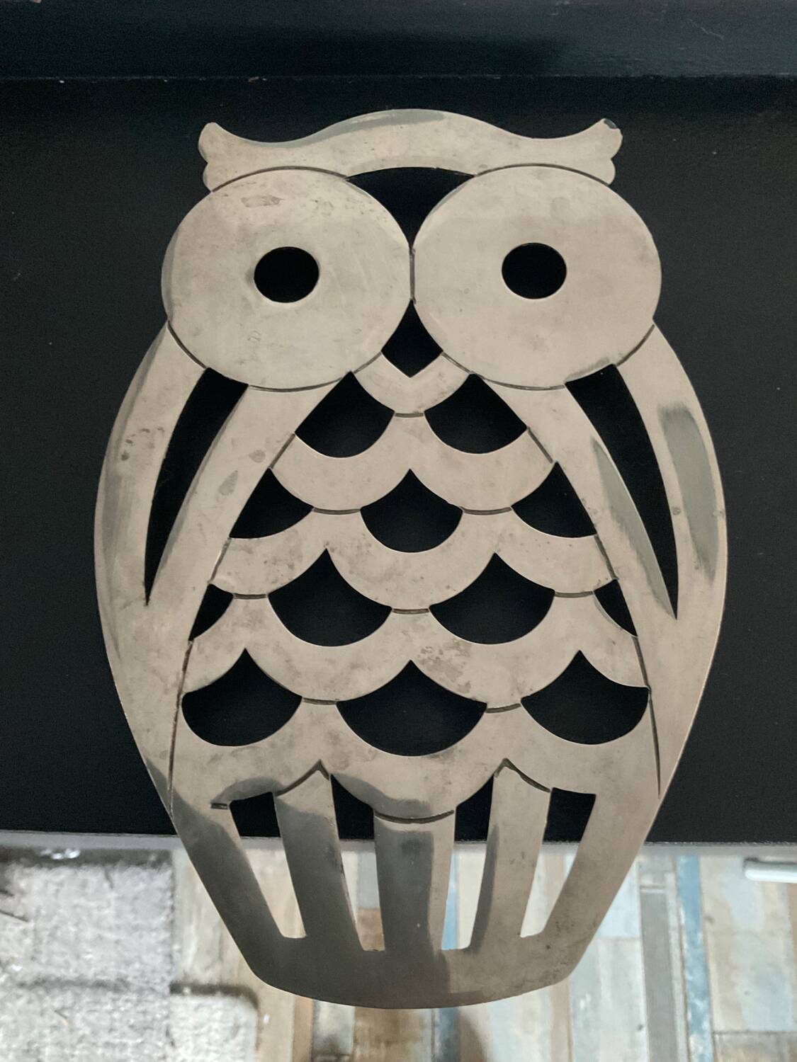 Vintage owl trivet FB Rogers Italy
