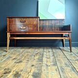 Vintage enfilade in rosewood, antique dressing table, chest of drawers.