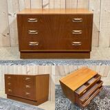 Low 3-drawer chest of drawers from the GPlan brand in teak from the 70s
