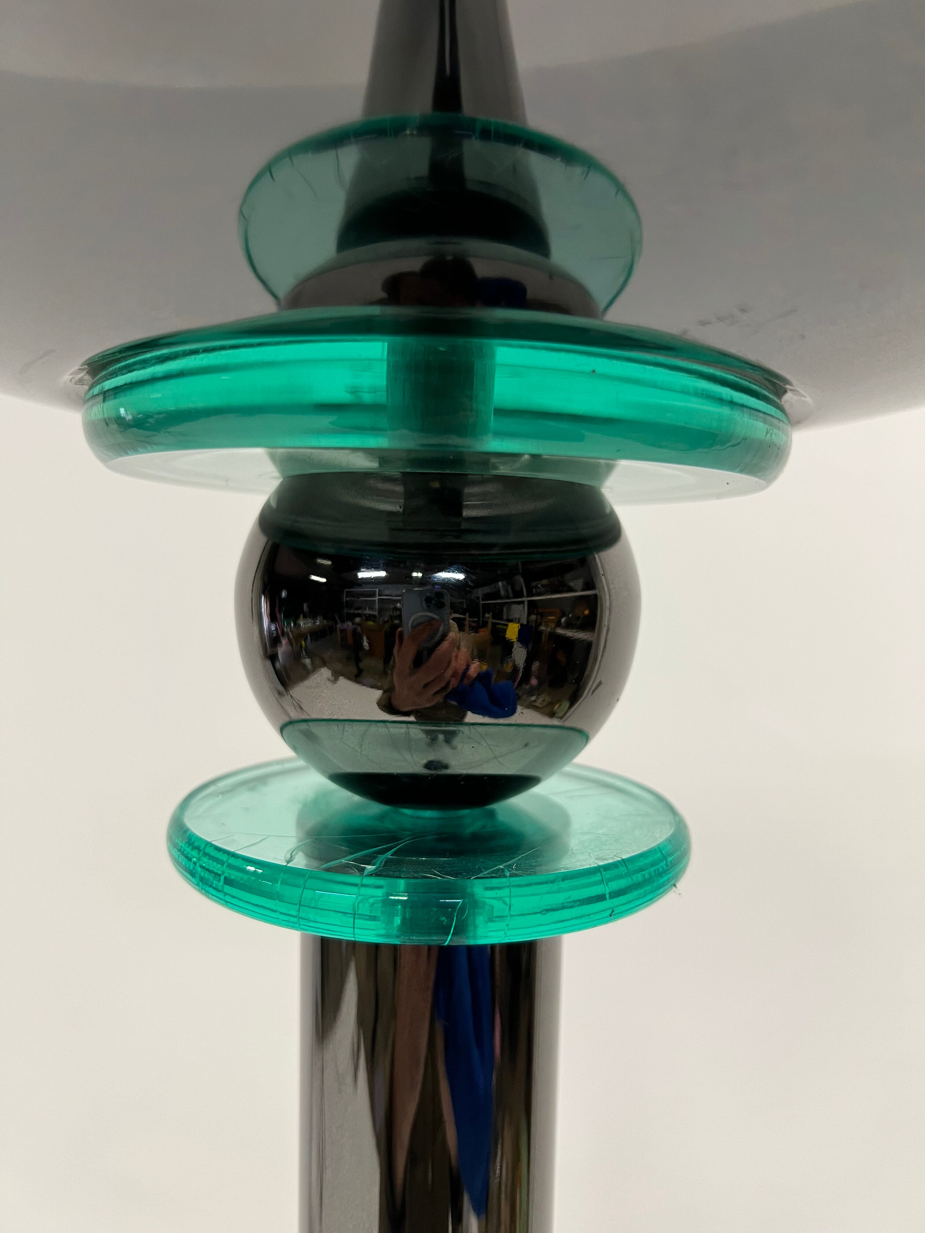 Floor lamp, 80s silver metal