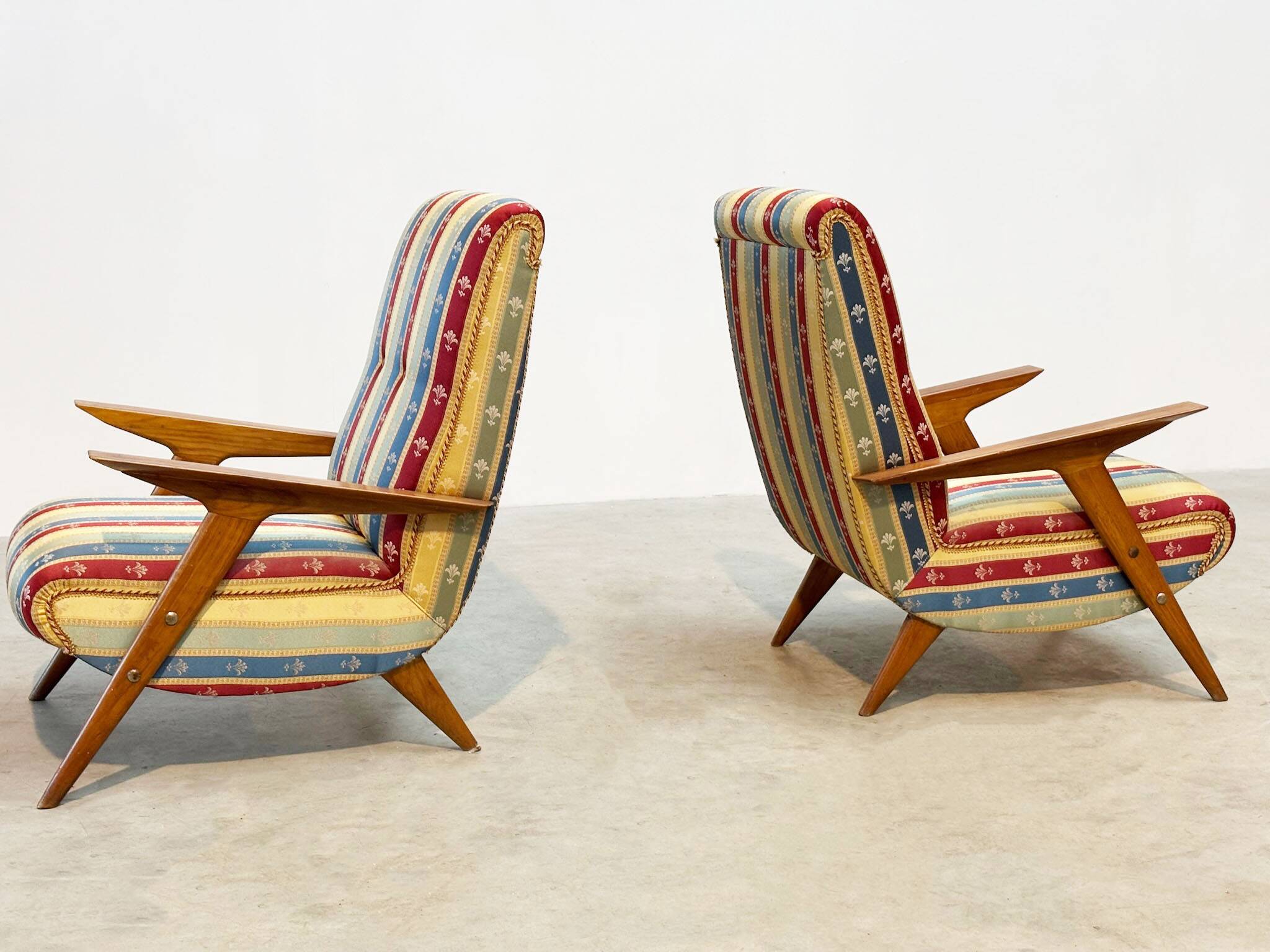 1970's Italian lounge chairs with a funky twist
