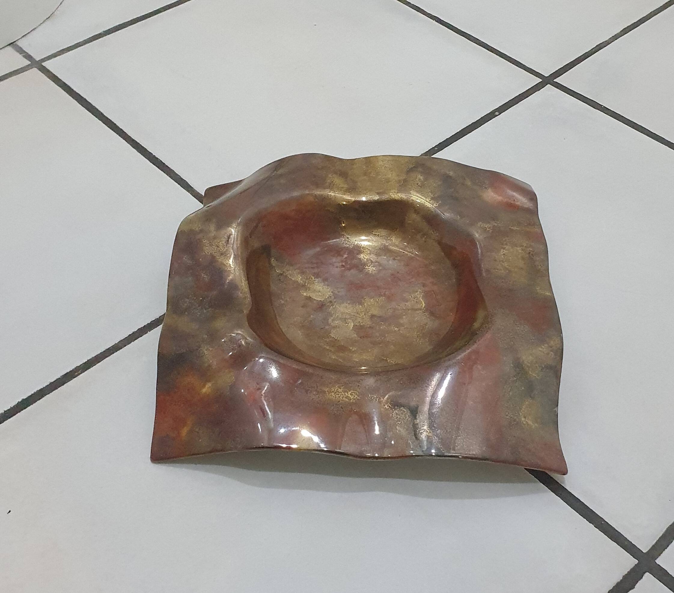 Asymmetrical square ceramic trinket dish