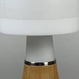 Scandinavian space age teak and opaline table lamp, Sweden